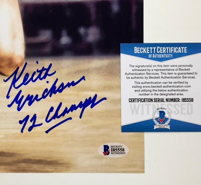 KEITH ERICKSON Signed "72 CHAMPS" Lakers 11x14 Photo w/ BAS Beckett Witness COA