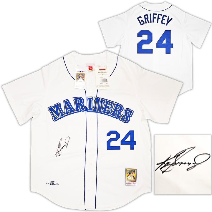 Mariners Ken Griffey Jr. Auto White Mitchell Ness 89 Cooperstown Jersey Beckett
