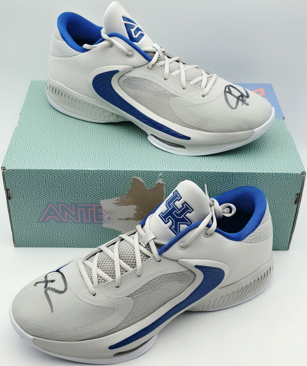 Giannis Auto 2022 PE Promo Kentucky Nike Zoom Freak 4 Game Shoes Size 16 Beckett