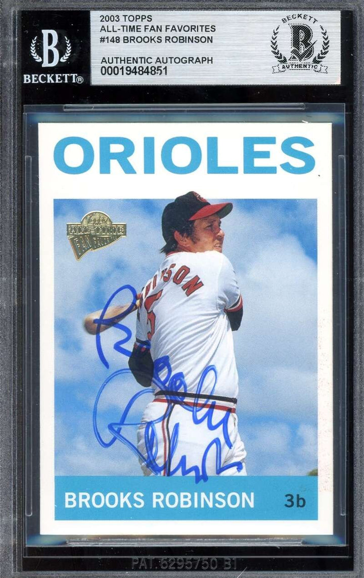 Brooks Robinson Beckett BAS Signed 2003 Topps All Time Fan Fav Autograph