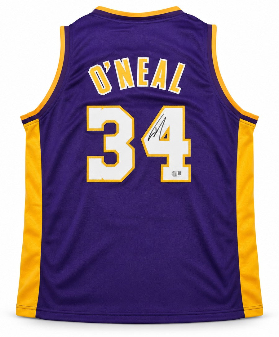 Shaquille O'Neal Signed Lakers Purple Jersey XL BAS Witness