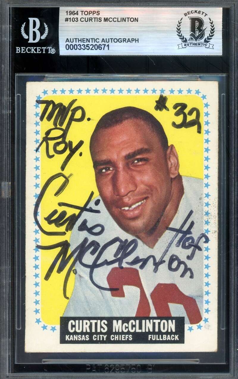Curtis McClinton Beckett BAS Signed 1964 Topps Autograph Chiefs