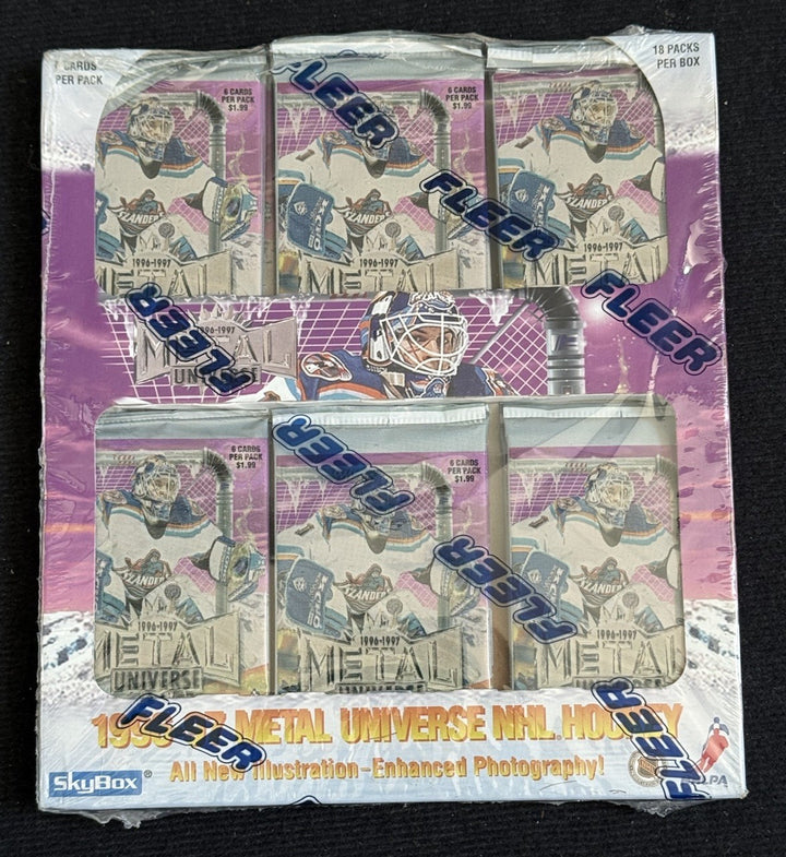 1996-97 Fleer Metal Universe Hockey Factory Sealed Retail Box 18 Packs Inserts