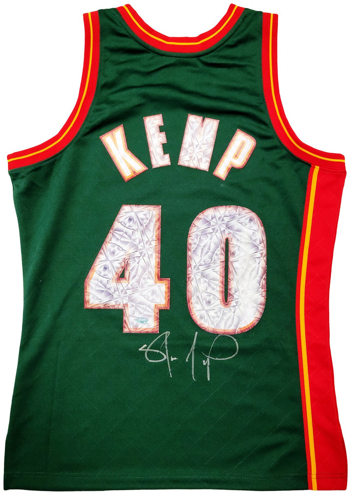 Sonics Shawn Kemp Auto Green Auth Mitchell Ness HWC Swingman Jersey NBA Top 75 M