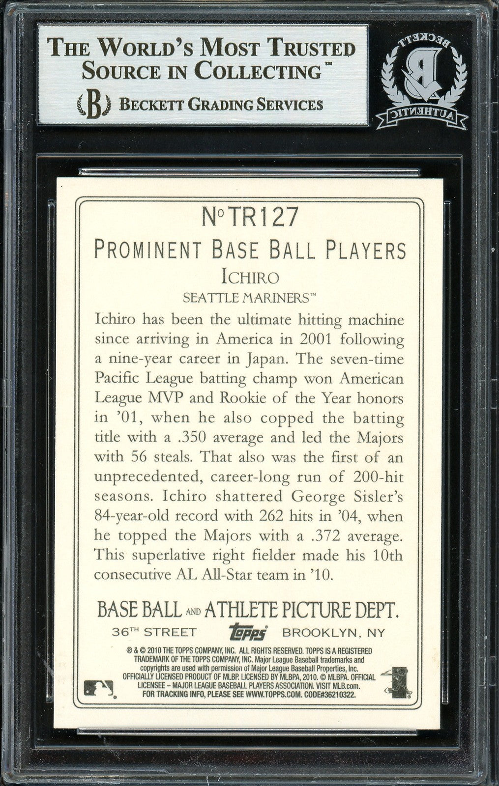 Ichiro Suzuki Signed 2010 Topps Turkey Red Card TR127 Mariners Beckett #12669113