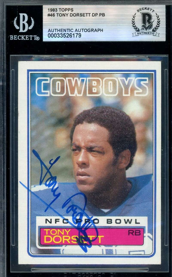 Tony Dorsett Beckett BAS Signed 1983 Topps Autograph