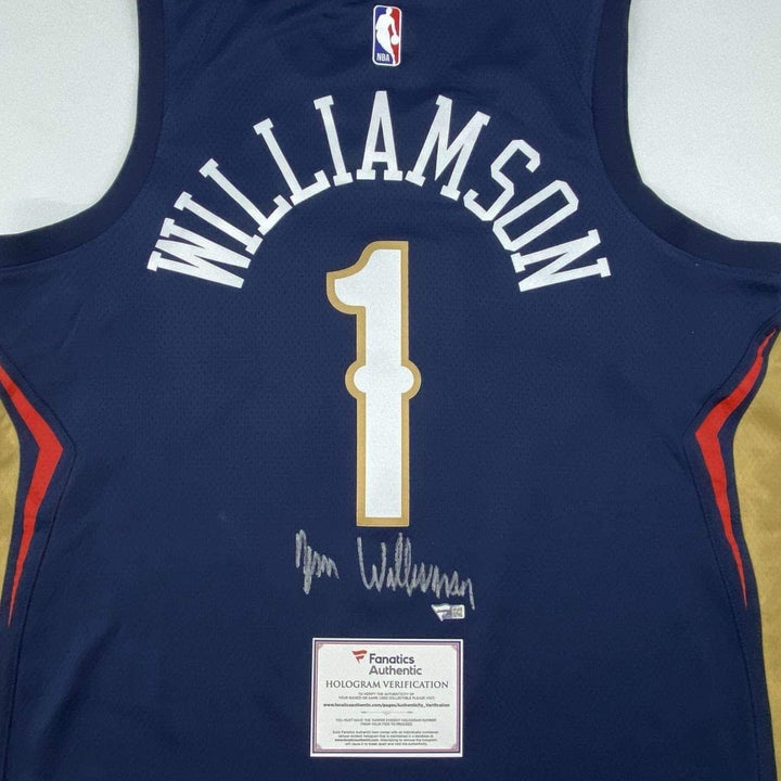 Signed ZION WILLIAMSON Pelicans Blue Nike Jersey Fanatics COA Auto
