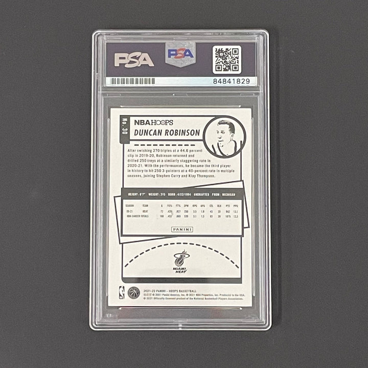 2021-22 NBA Hoops #30 Duncan Robinson Signed Card PSA Slabbed Heat