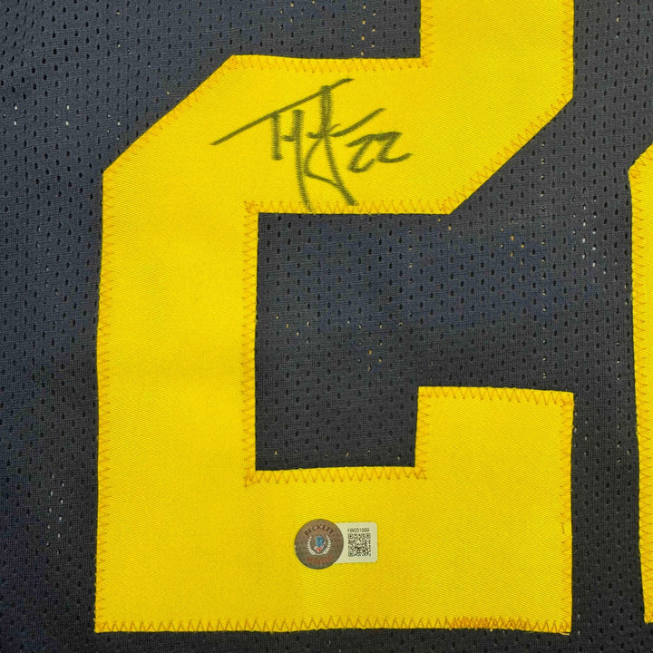 Autographed/Signed Ty Law Michigan Blue College Football Jersey Beckett BAS COA