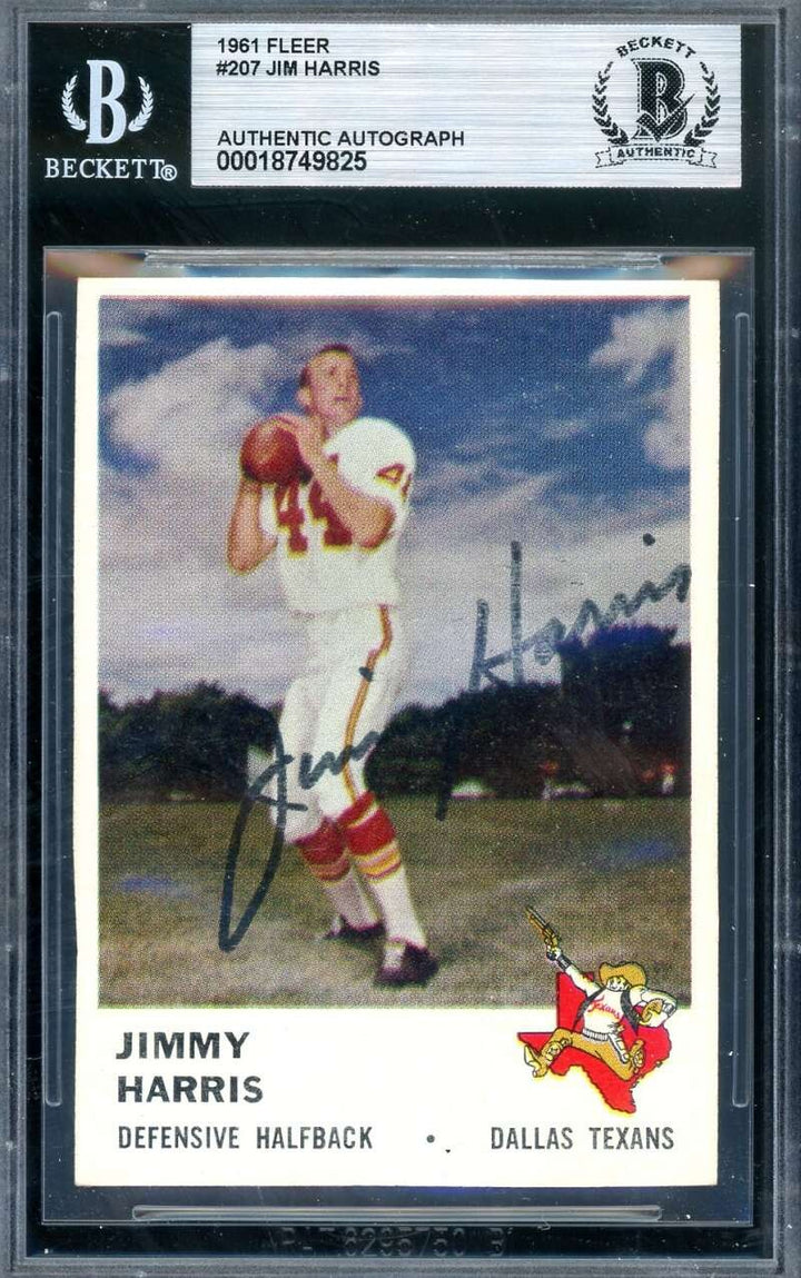 Jimmy Harris Beckett BAS Signed 1961 Fleer Autograph