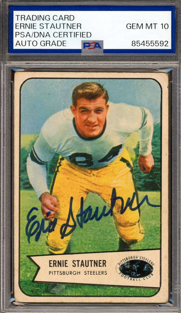 Ernie Stautner Gem Mint 10 PSA DNA Signed 1954 Bowman Autograph
