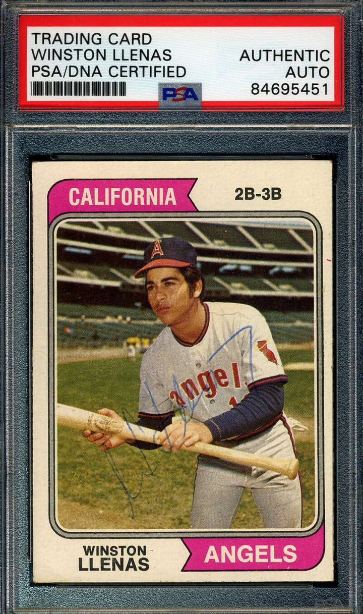 Winston Llenas PSA DNA Signed 1974 Topps Autograph