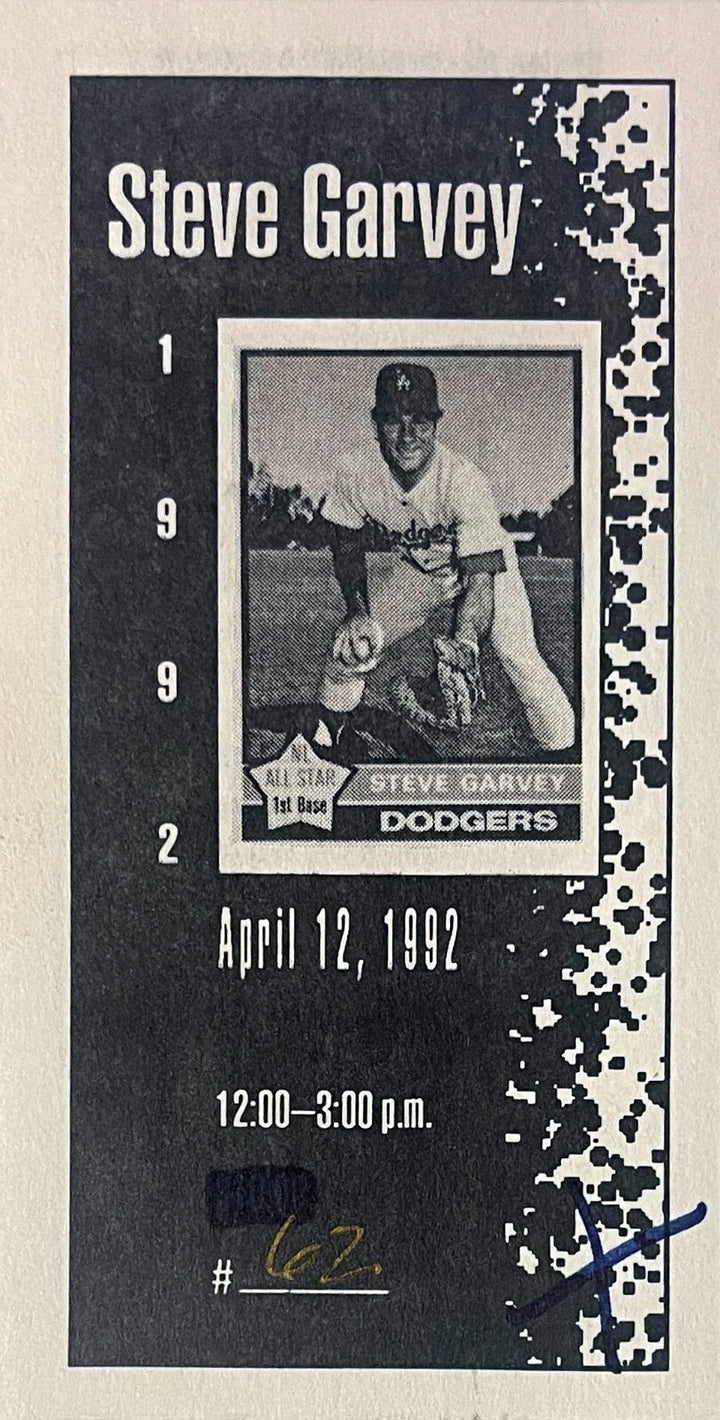 Steve Garvey signed Los Angeles Dodgers MLB 8x10 Photo Framed - COA/Show Ticket