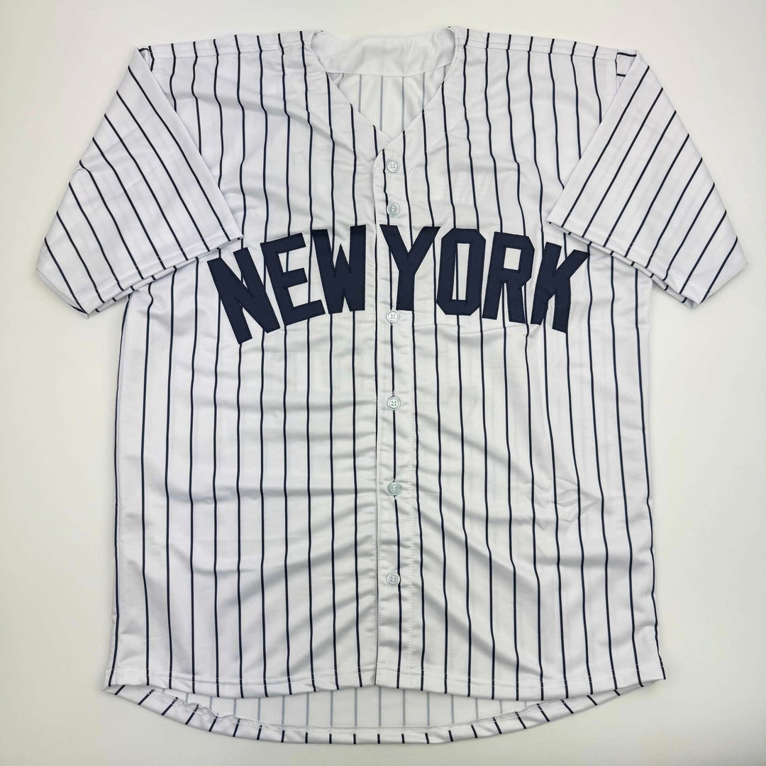Autographed/Signed Devin Williams New York Pinstripe Jersey JSA COA