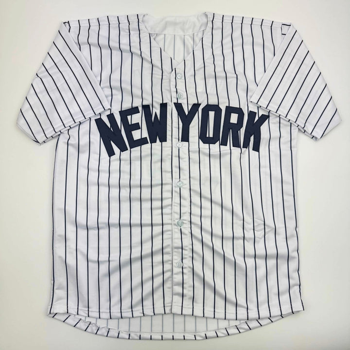 Autographed/Signed Devin Williams New York Pinstripe Jersey JSA COA