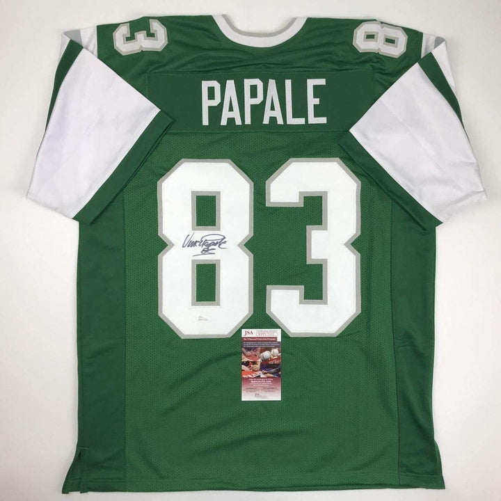 Autographed/Signed VINCE PAPALE Philadelphia Green Jersey JSA COA Auto