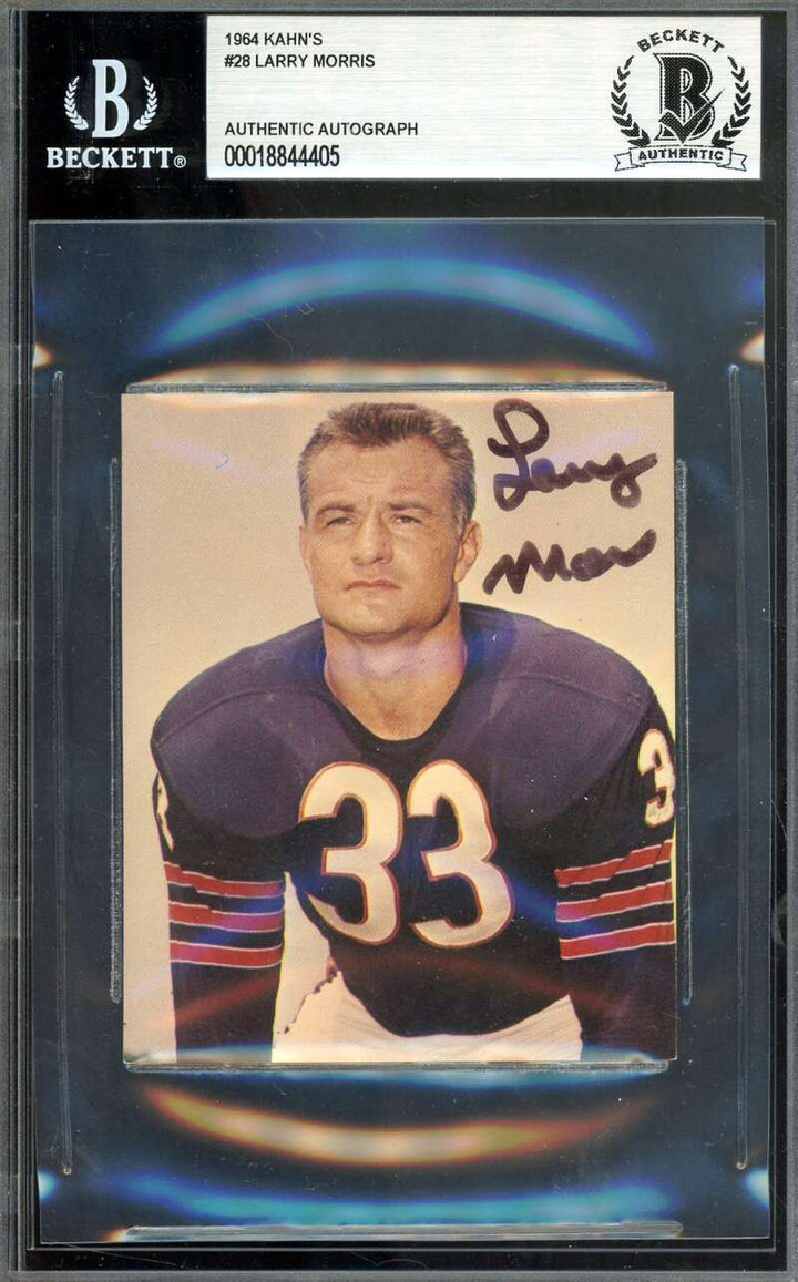 Larry Morris Beckett BAS Signed 1964 Kahn's Wieners Bears Autograph