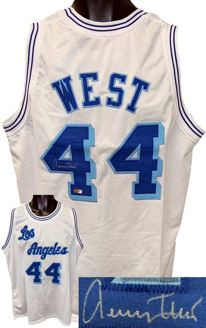 Jerry West signed Los Angeles White TB Custom Pro Jersey- SportsMemorabilia Holo