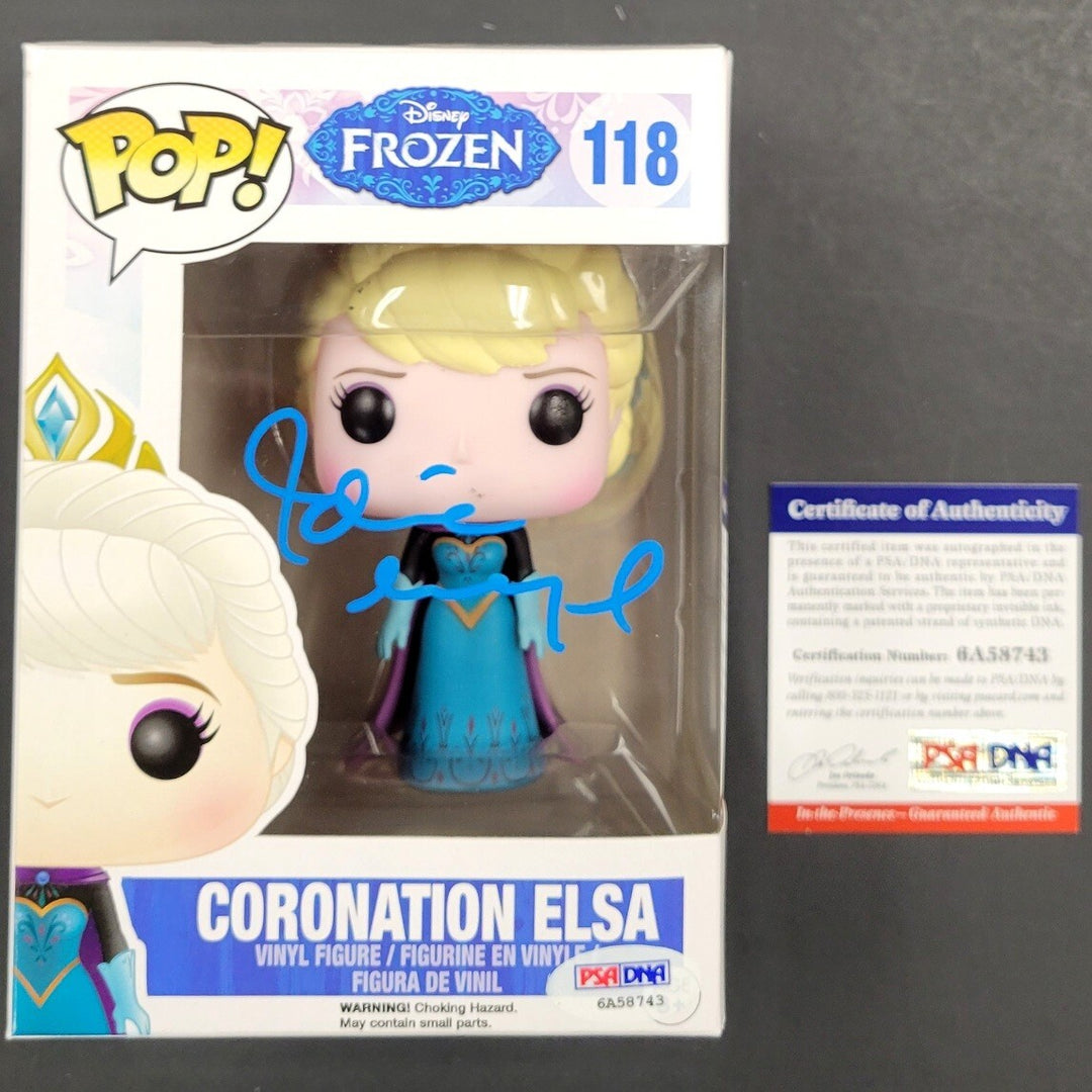 Idina Menzel signed Disney Frozen Coronation Elsa Funko Pop PSA/DNA Witness COA