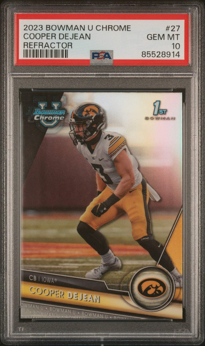 Graded 2023 Bowman U Chrome Cooper DeJean #27 Refractor RC Football Card PSA 10