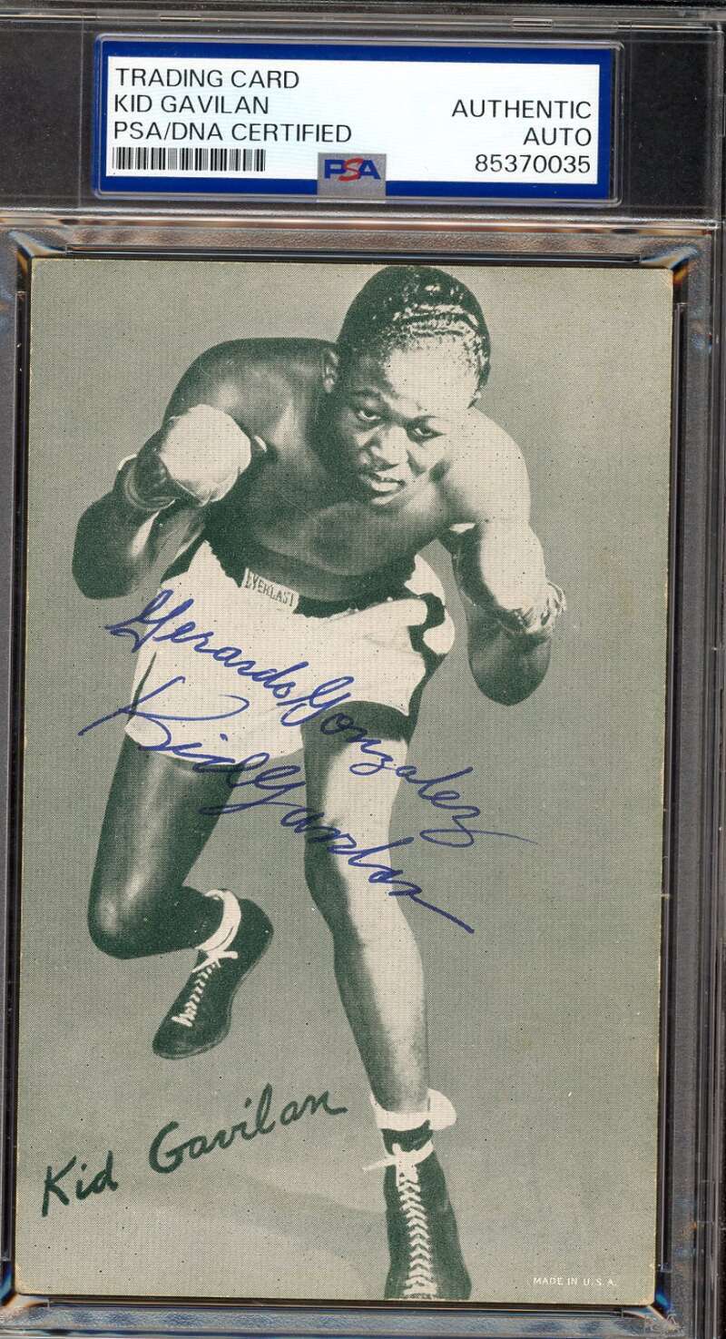 Kid Gavilan PSA DNA Coa Signed 1950`s Exhibit Card Autograph