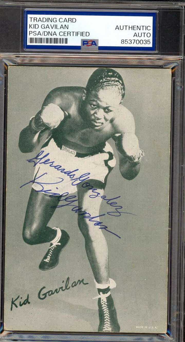 Kid Gavilan PSA DNA Coa Signed 1950`s Exhibit Card Autograph