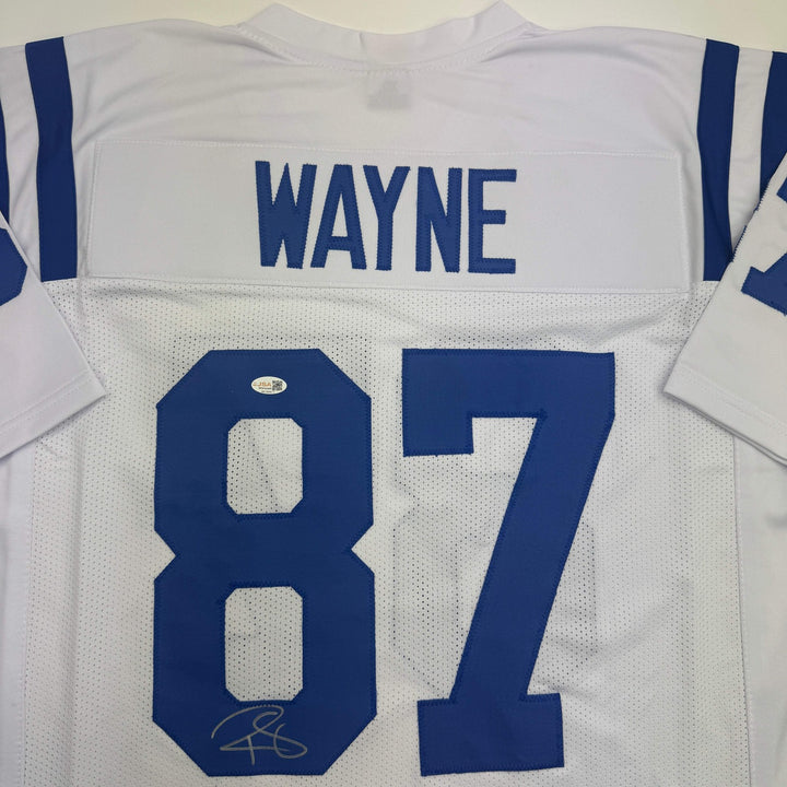 Autographed/Signed Reggie Wayne Indianapolis White Football Jersey JSA COA