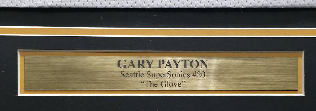 Seattle Supersonics Gary Payton Signed Framed White Jersey "The Glove" JSA