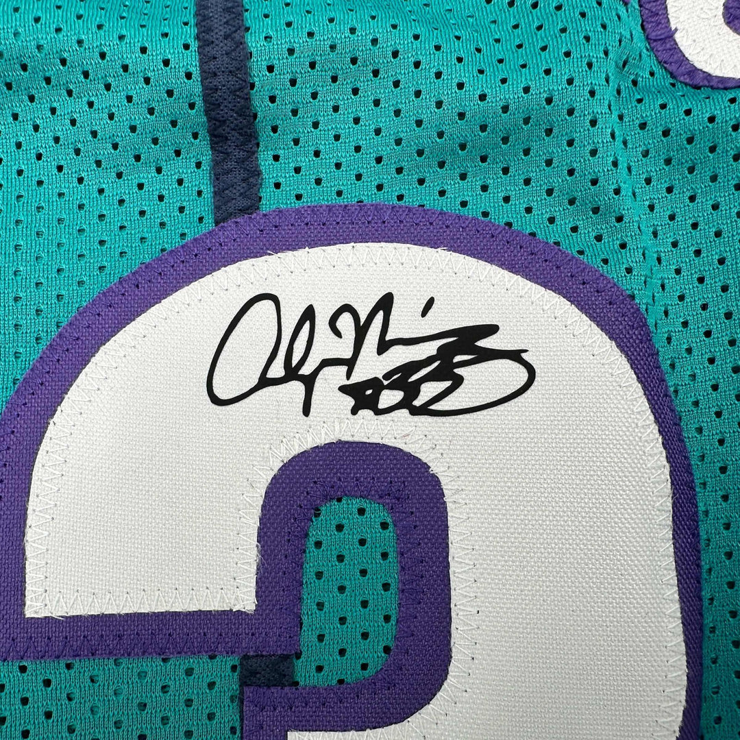 Facsimile Autographed Alonzo Mourning Charlotte Teal Reprint Jersey Size Mens XL