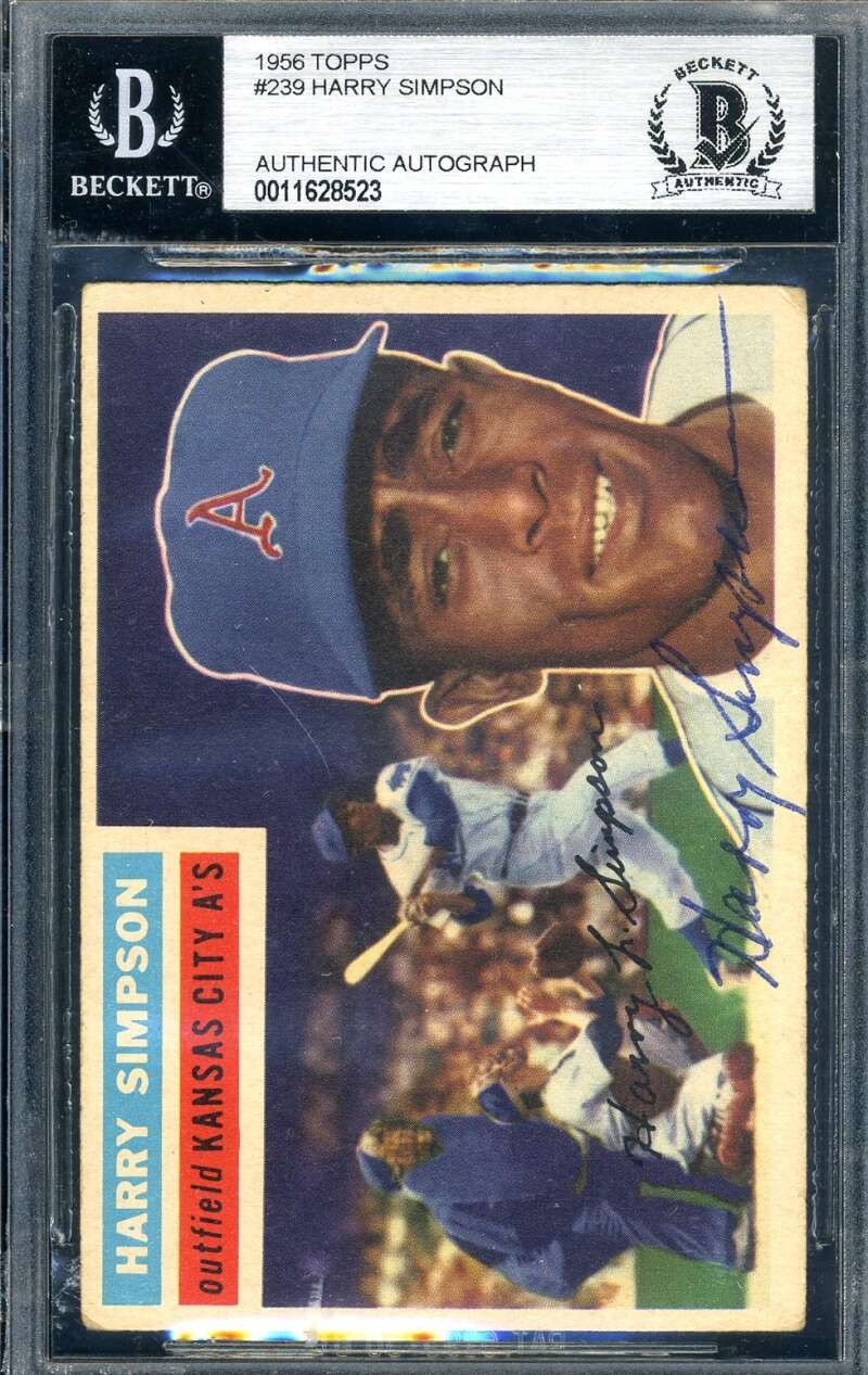 Harry Simpson Beckett Signed 1956 Topps Autograph