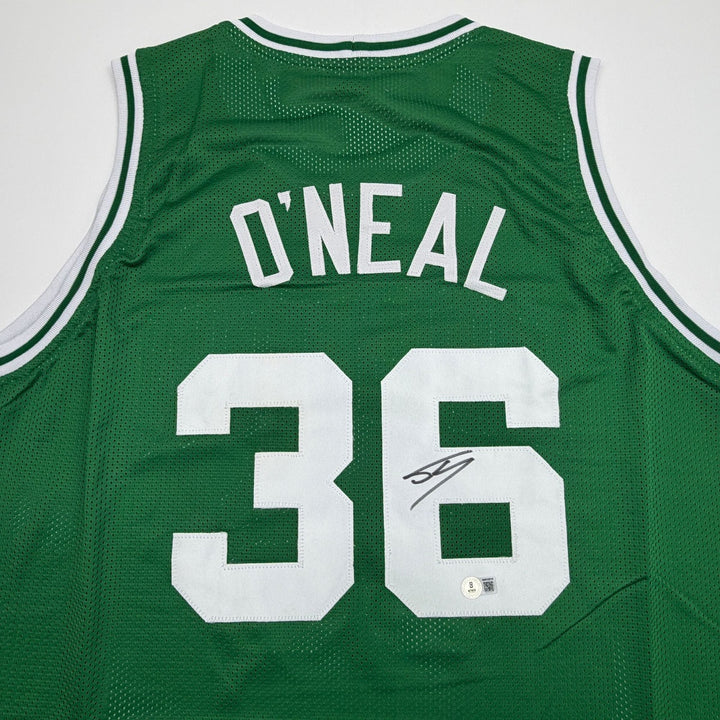 Autographed/Signed Shaquille Shaq O'Neal Boston Green Jersey Beckett BAS COA