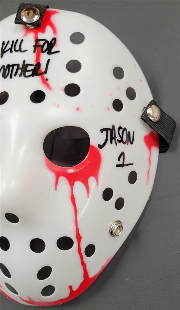 Ari Lehman signed "Kill For Mother" Friday the 13th Mask autograph Beckett BAS