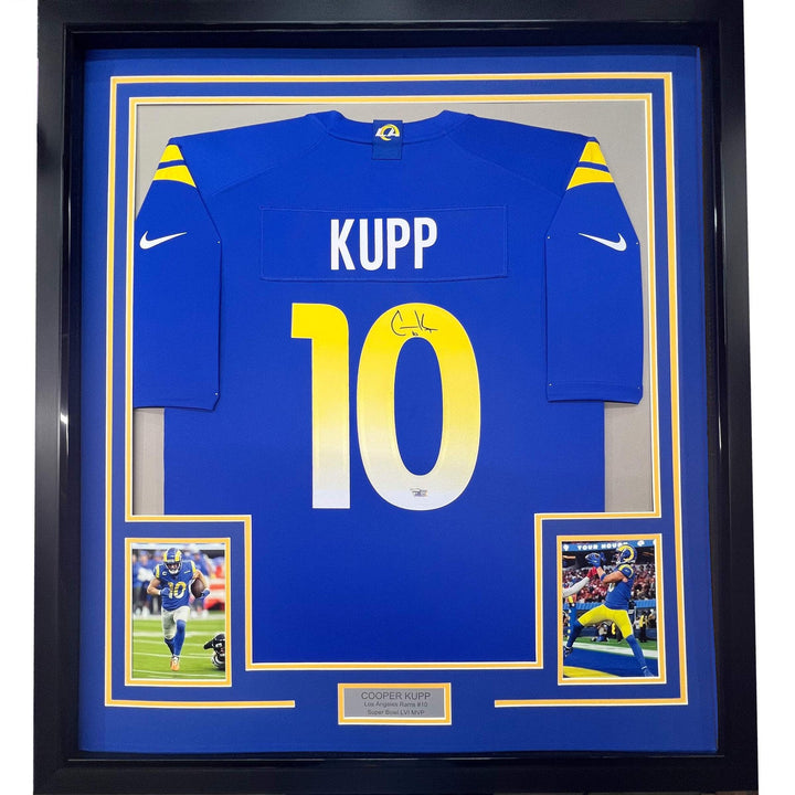 Framed Autographed Cooper Kupp 33x42 Rams Authentic Nike Jersey Fanatics COA
