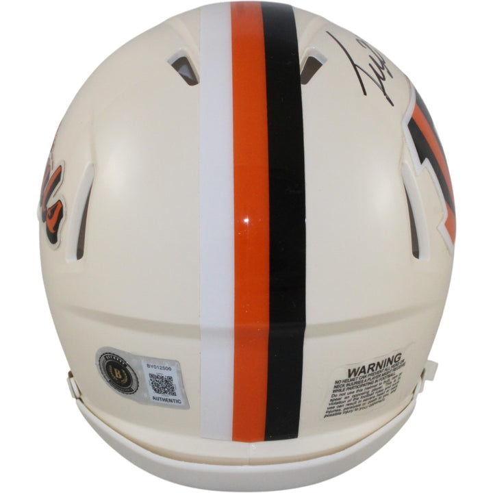 Tee Higgins Autographed Cincinnati Bengals Retro Mini Helmet Beckett WIT 57925