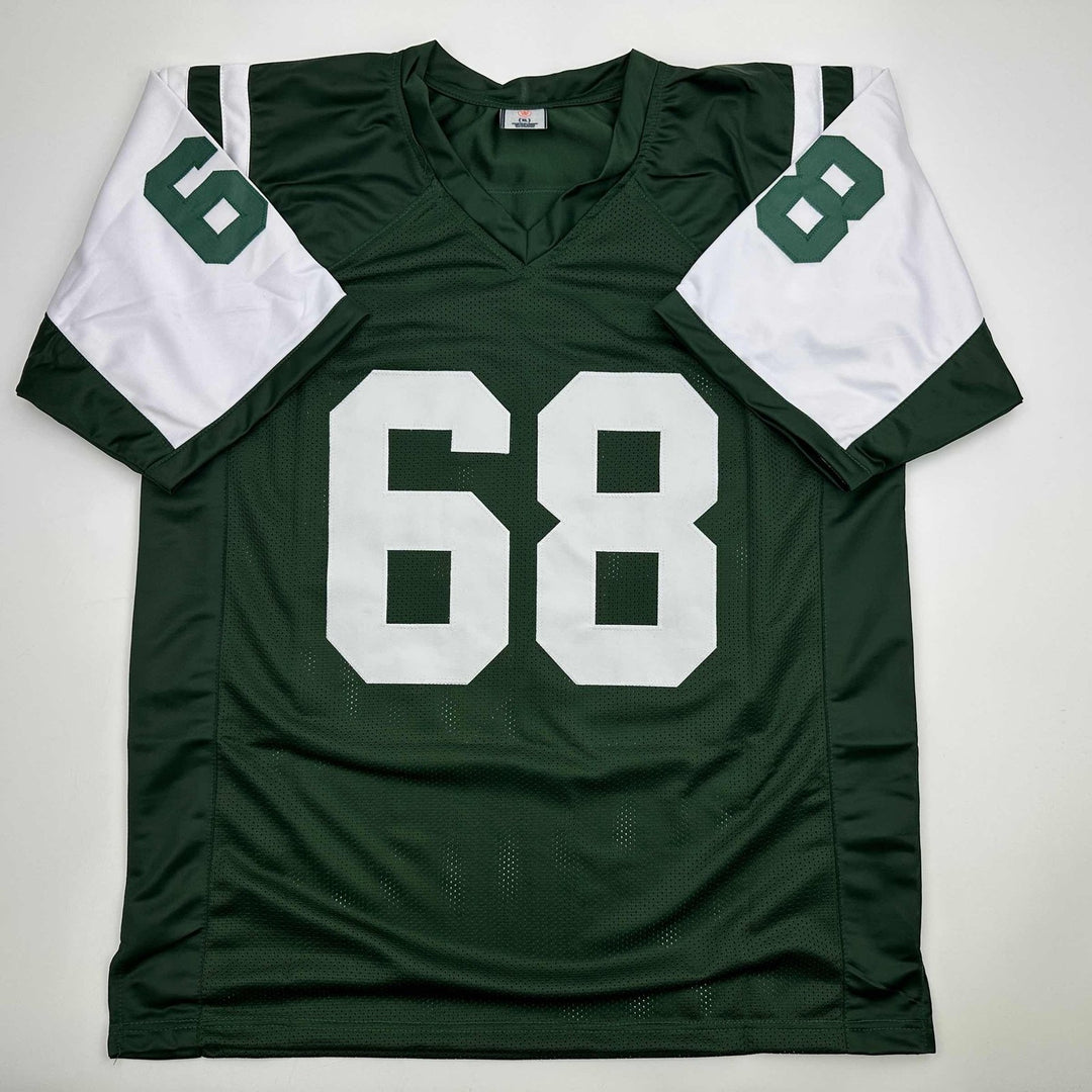 Autographed/Signed Kevin Mawae HOF 2019 New York Green Jersey Beckett COA