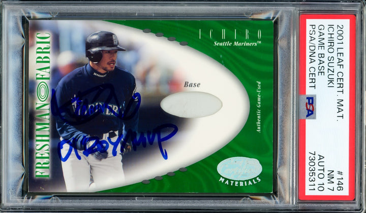 Ichiro Suzuki Signed 2001 Leaf Certified Material RC #146 Mariners PSA7 Auto 10