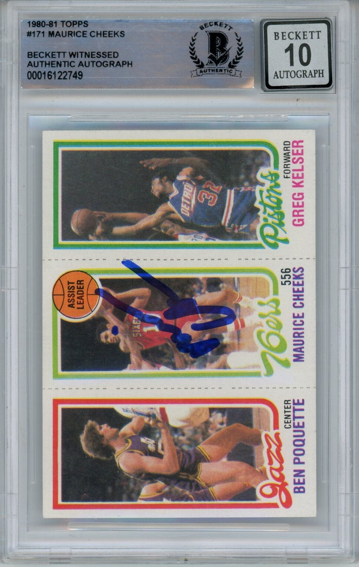 Maurice Cheeks Autographed 1980 Topps #171 Grade 10 Trading Card Beckett 43948