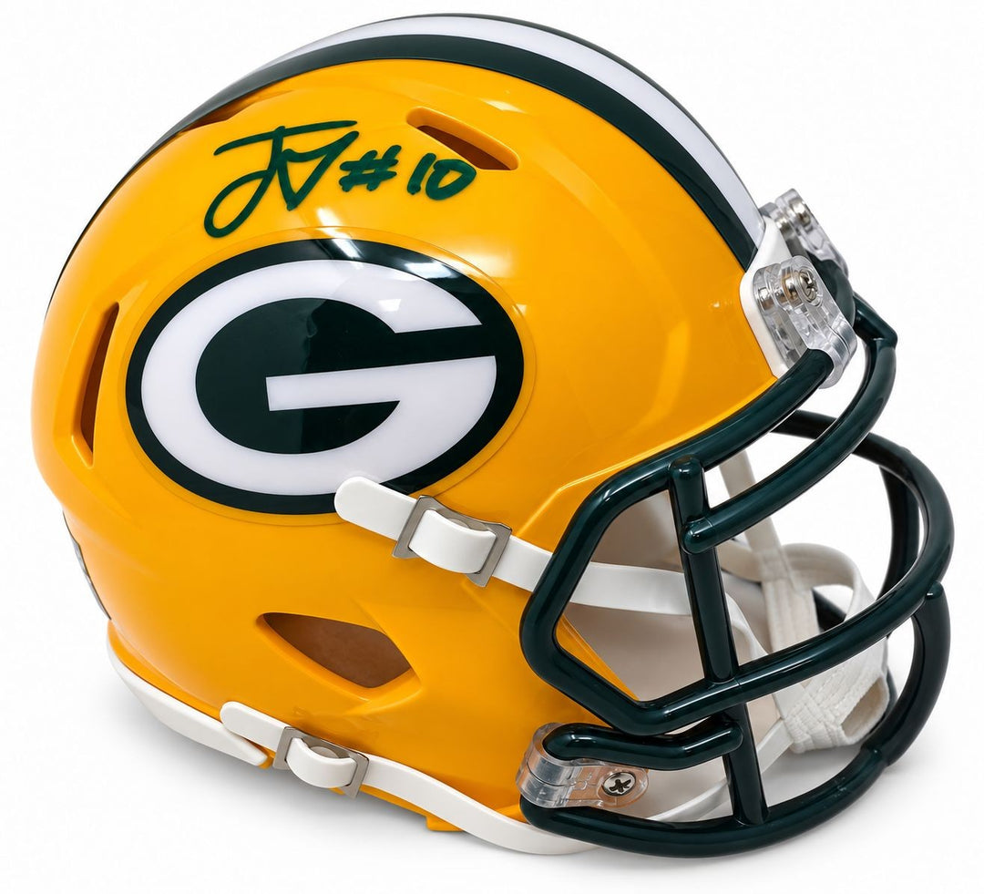Jordan Love Signed In Green Green Bay Packers Mini Speed Helmet BAS
