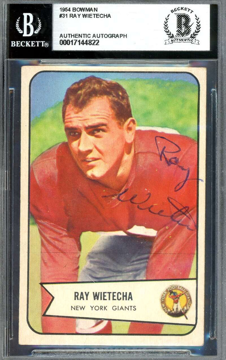 Ray Wietecha Beckett BAS Signed 1954 Bowman Rookie Autograph