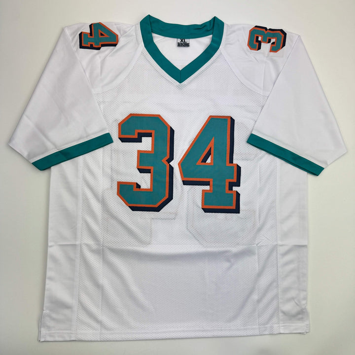Autographed/Signed RICKY WILLIAMS Miami White Football Jersey JSA COA Auto