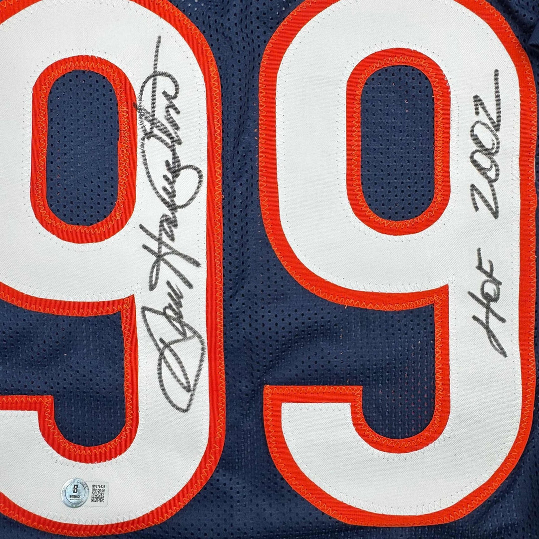 Autographed/Signed DAN HAMPTON HOF 2002 Chicago Blue Jersey JSA COA