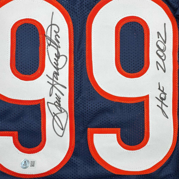 Autographed/Signed DAN HAMPTON HOF 2002 Chicago Blue Jersey JSA COA