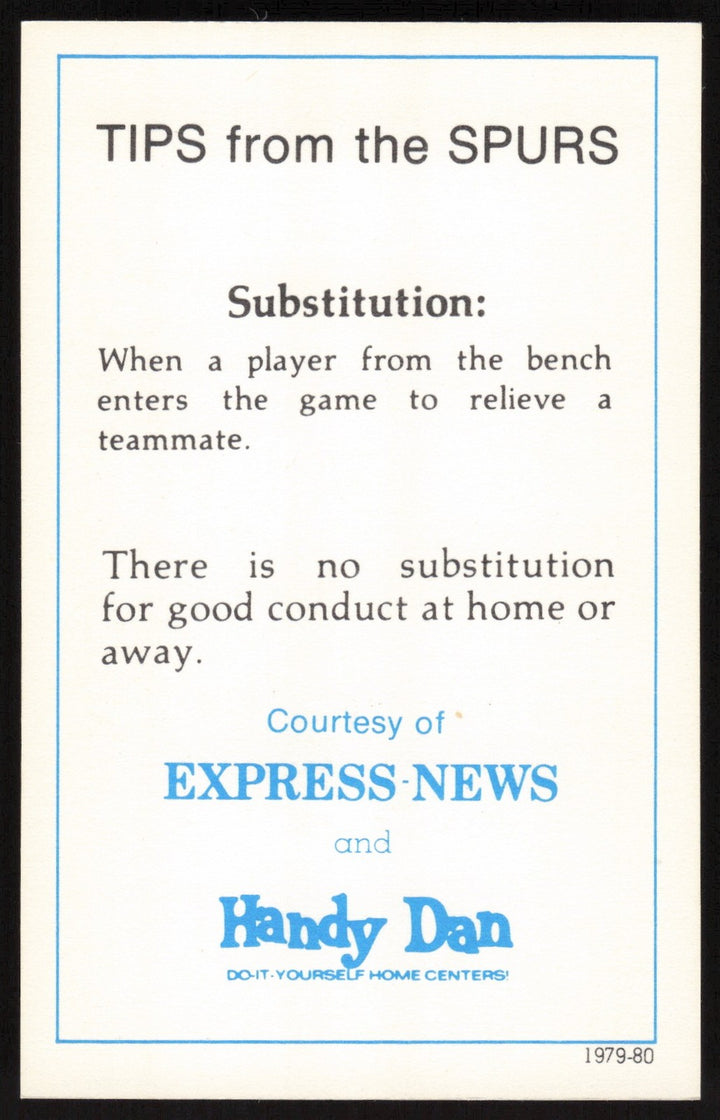 Larry Kenon Signed 1979-80 Express News Handy Dan Card San Antonio Spurs