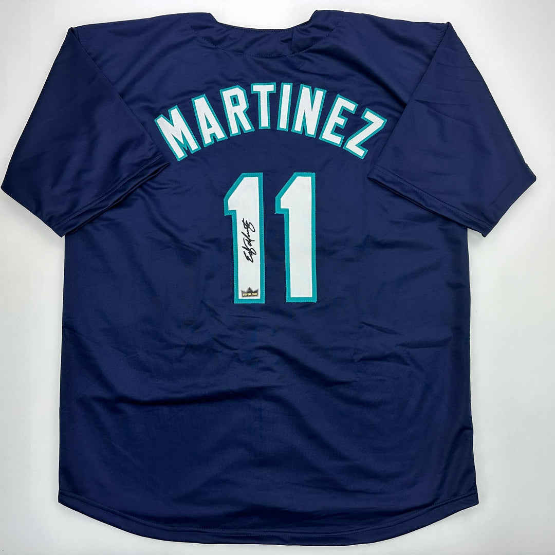Facsimile Autographed Edgar Martinez Seattle Blue Reprint Jersey Size Men's XL
