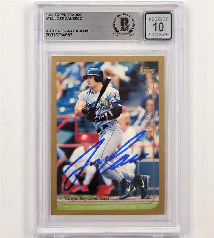Jose Canseco signed 1999 Topps Traded #T83 autograph Devil Rays~ BGS BAS 10 auto