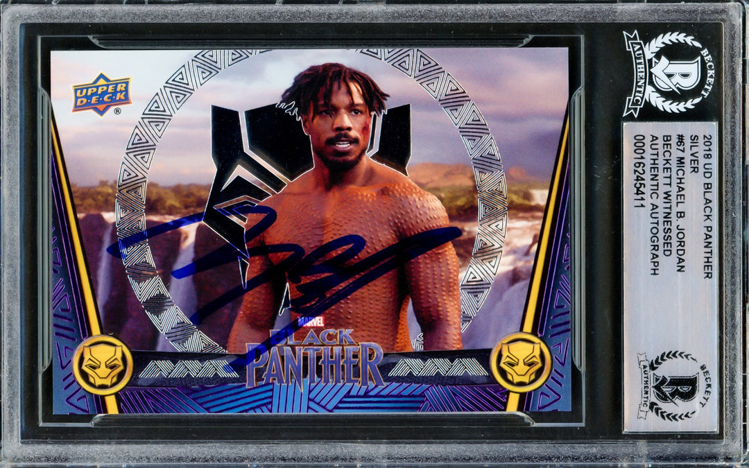 Michael B Jordan Auto 2018 Upper Deck Black Panther Silver Card 67 Beckett