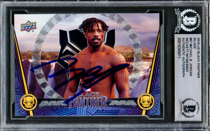 Michael B Jordan Auto 2018 Upper Deck Black Panther Silver Card 67 Beckett