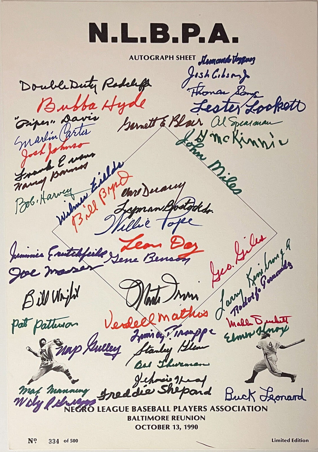 Negro League Signed 11x17 Poster 43 Sigs  -BAS -Irvin/Ratcliff/Day/Leonard /Pope