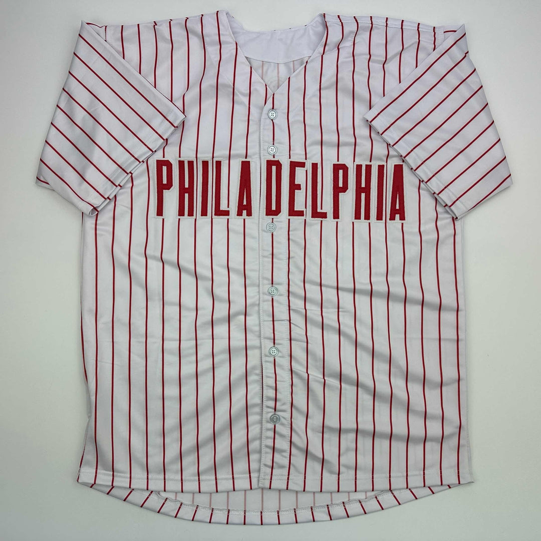 Facsimile Autographed Bryson Stott Philadelphia Pinstripe Reprint Jersey Mens XL