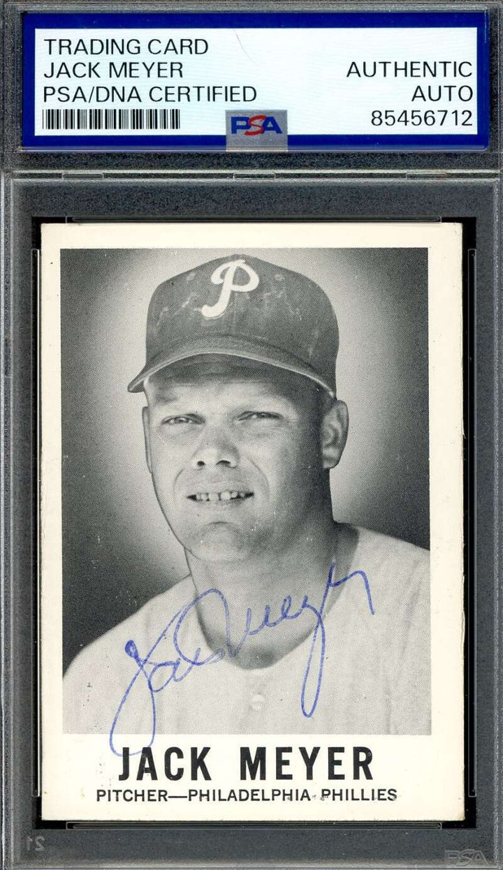 Jack Meyer PSA DNA Vintage Signed 1960 Leaf Key Card D.67 Autograph